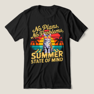 T-shirt En Tri-matière Vibes de chat d'été – Plage rétro drôle