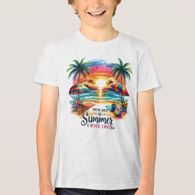 T-shirt En Tri-matière Vibes d'été Brushstroke Beach Sunset-34626 (Recto)