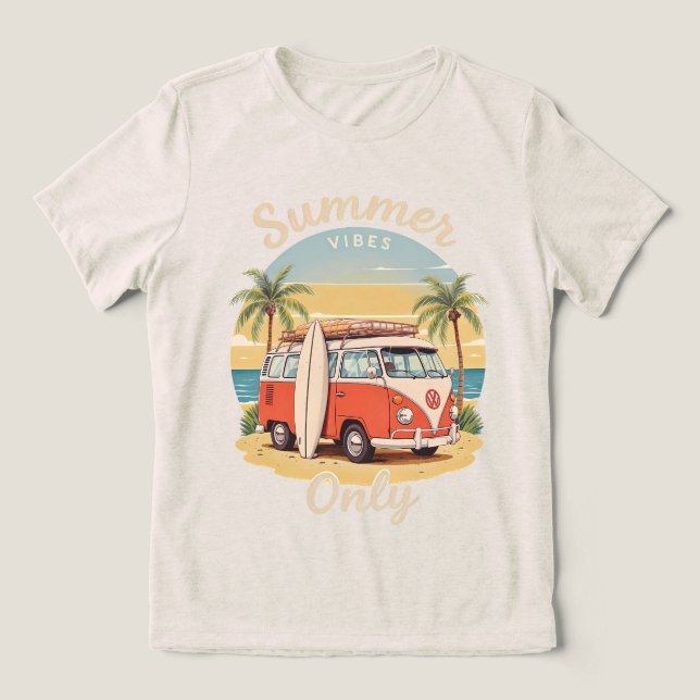 T-shirt En Tri-matière Vibes d'été seulement - Retro Van Beach Scène (Design Recto)