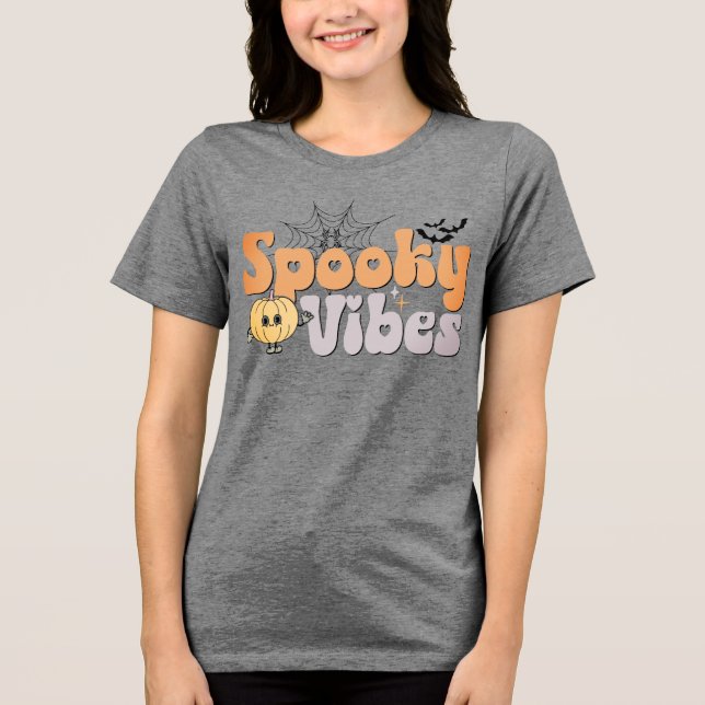 T-shirt En Tri-matière Vibes éffrayantes Halloween Cute Citrouille chauve (Recto)