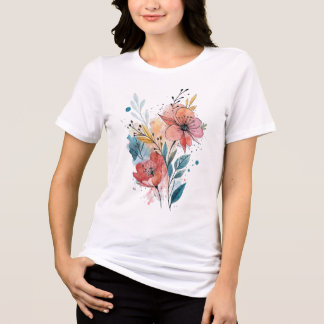 T-shirt En Tri-matière Vibrant Floral Watercolor Design