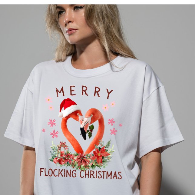 T-shirt En Tri-matière Vibrant Merry Flocking Christmas Flamingo AI Art (Créateur téléchargé)