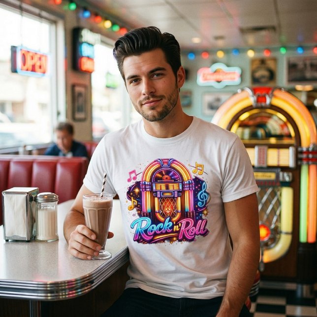 T-shirt En Tri-matière Vibrant Neon Rock 'n' Roll Jukebox (Créateur téléchargé)