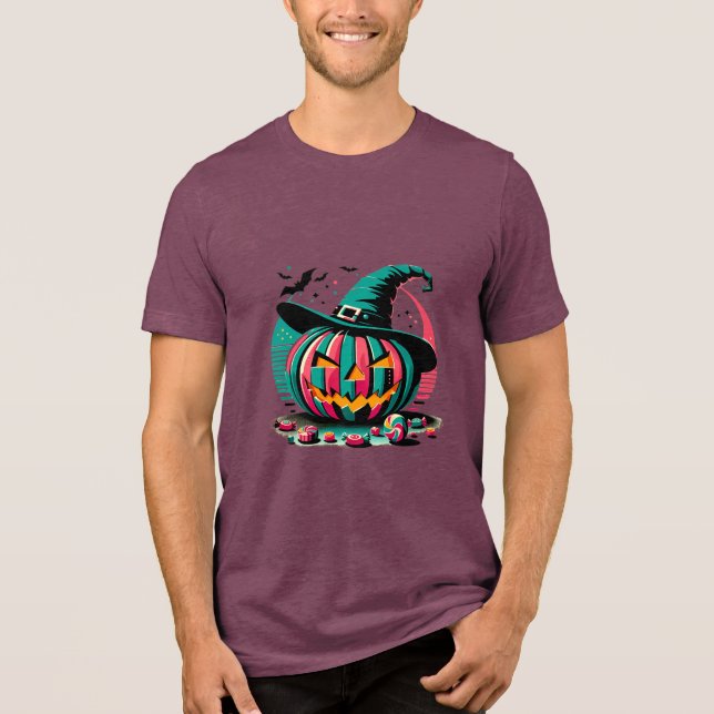 T-shirt En Tri-matière Vibrant Pop Art Witch Hat Pumpkin Halloween (Recto)