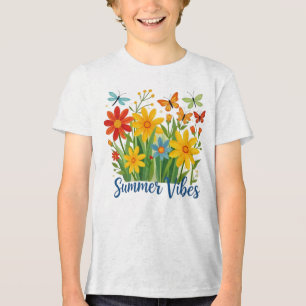 T-shirt En Tri-matière Vibrations d'été Floral avec Papillons