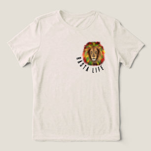T-shirt En Tri-matière vie de rasta tête de lion rouge vert jaune Jamaïqu