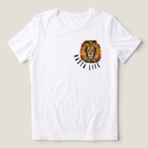T-shirt En Tri-matière vie de rasta tête de lion rouge vert jaune Jamaïqu