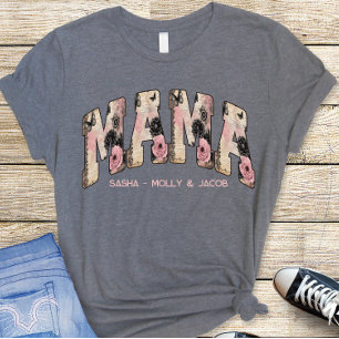 T-shirt En Tri-matière Vintage noir/rose dentelle florale Style Varsity M