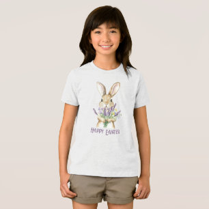 T-shirt En Tri-matière Violet classique Joyeux lapin de Pâques