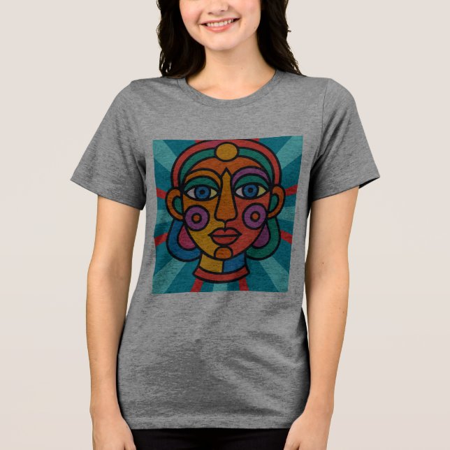 T-shirt En Tri-matière Visage Abstrait Psychédélique – Géométrique Surréa (Recto)