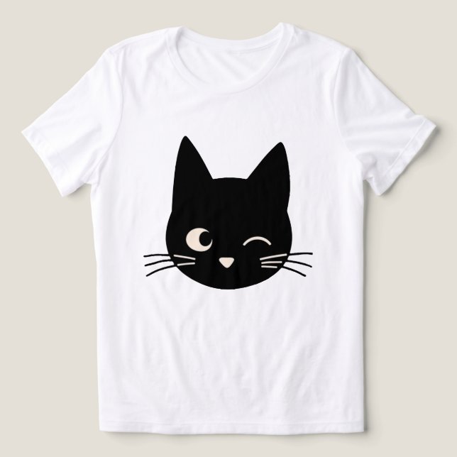 T-shirt En Tri-matière Visage de chat noir mignon (Design Recto)