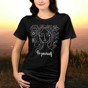 T-shirt En Tri-matière visage de femme avec des fleurs - Soyez vous-même