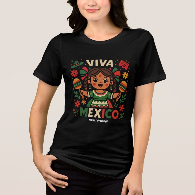 T-shirt En Tri-matière Viva Mexico Mexicaine Fête de l'Indépendance Fémin (Recto)