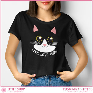 T-shirt En Tri-matière Vivez Amour Ronronnez Femme Amateur de Chat