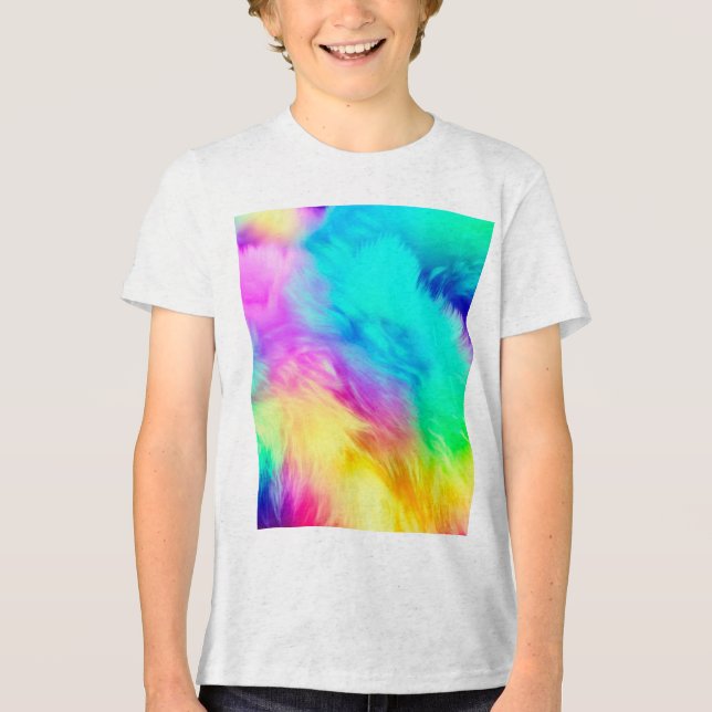 T-shirt En Tri-matière Vivid Rainbow Fluffy Fur Texture-75201 (Recto)