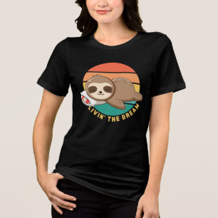 T-shirt En Tri-matière Vivre le rêve Drôle Heureux Paresseux endormi