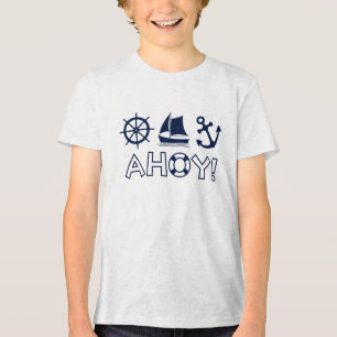 T-shirt En Tri-matière Voilier Ancre Ahoy! Bleu Foncé