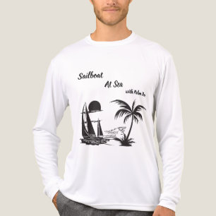 T-shirt En Tri-matière Voilier en mer avec palmier – Plage tropicale