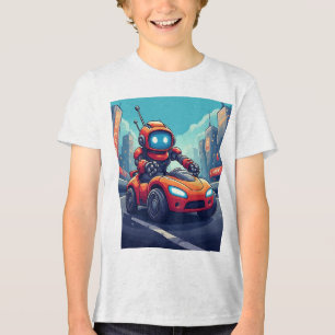T-shirt En Tri-matière Voiture rouge de robot futuriste Ville néon Enfant
