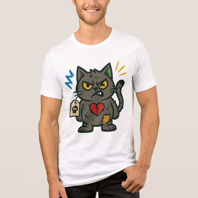 T-shirt En Tri-matière Voodoo Chat - Grumpy Charm Design de dessin (Recto)
