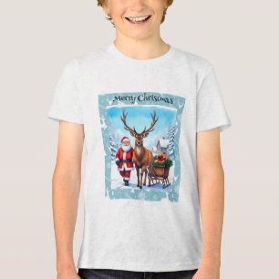 T-shirt En Tri-matière Voyage de Noël du Père Noël et du Rindeer