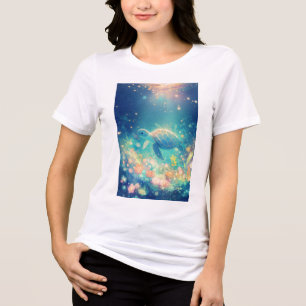 T-shirt En Tri-matière Voyage d'une Tortue à Travers un Jardin Sous-Marin