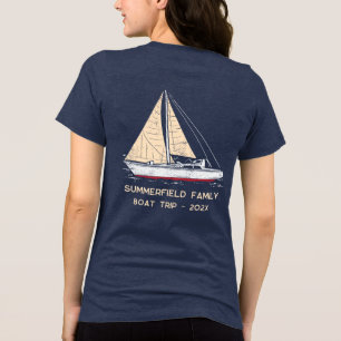 T-shirt En Tri-matière Voyage en bateau familial personnalisé sur le thèm