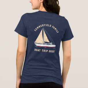 T-shirt En Tri-matière Voyage en bateau familial personnalisé sur le thèm
