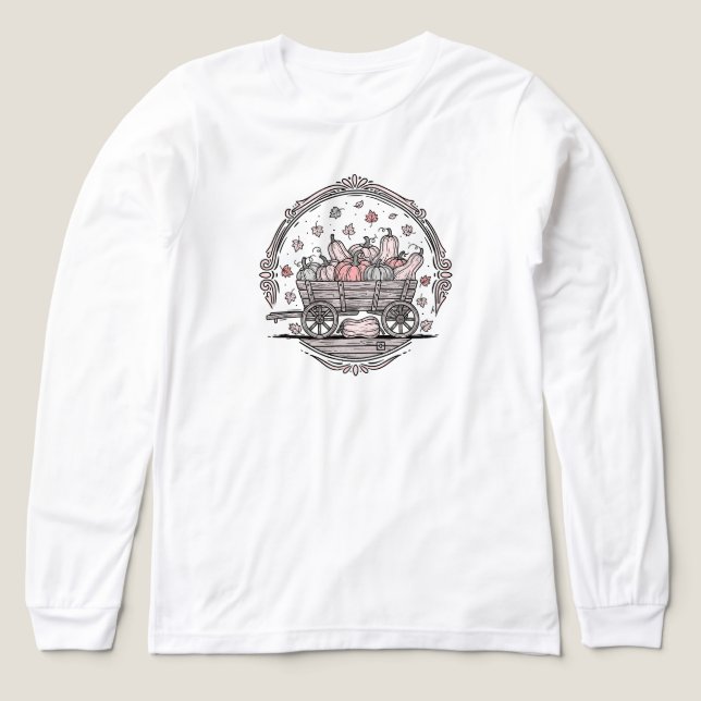 T-shirt En Tri-matière Wagon Citrouille rustique - Art populaire | BKANC  (Motif recto)