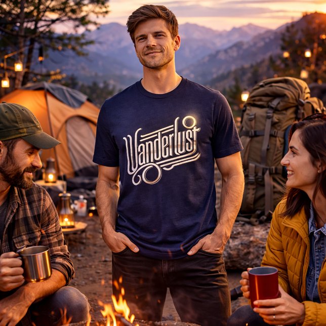 T-shirt En Tri-matière Wanderlust - Élégante typographie métallique (Créateur téléchargé)