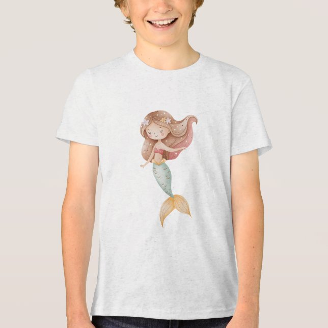 T-shirt En Tri-matière Watercolor Mermaid Girl Illustration (Recto)
