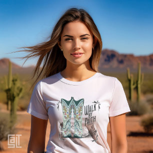 T-shirt En Tri-matière Western Cowgirl Boots Walk By Faith Christian Insp