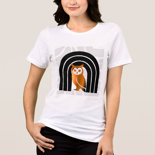 T-shirt En Tri-matière Whimsical Boho Owl & Tropical Monstera Leaf (Recto)