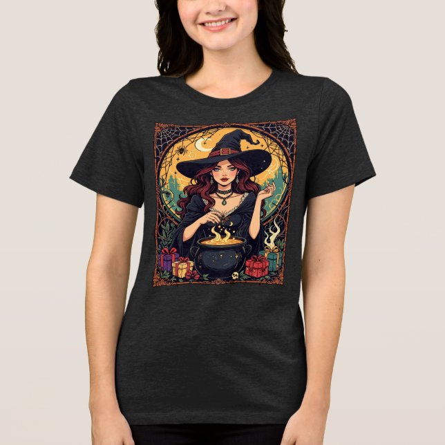 T-shirt En Tri-matière Whimsically Enchanting Witch With Spiders (Recto)