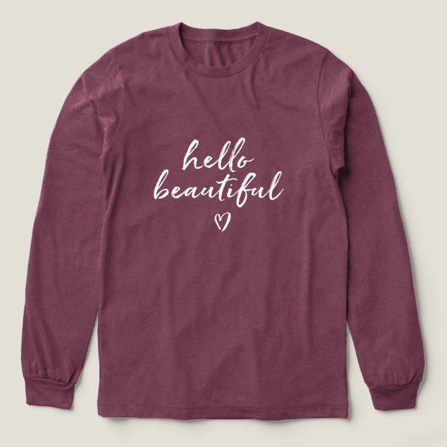T-shirt En Tri-matière White Hello Beautiful Inspirational Quote Heart (Motif devant)