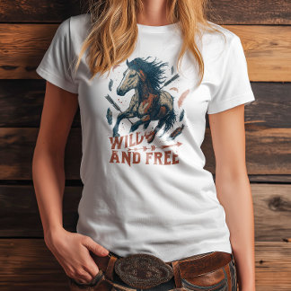 T-shirt En Tri-matière Wild & Free Mustang Cowgirl Design