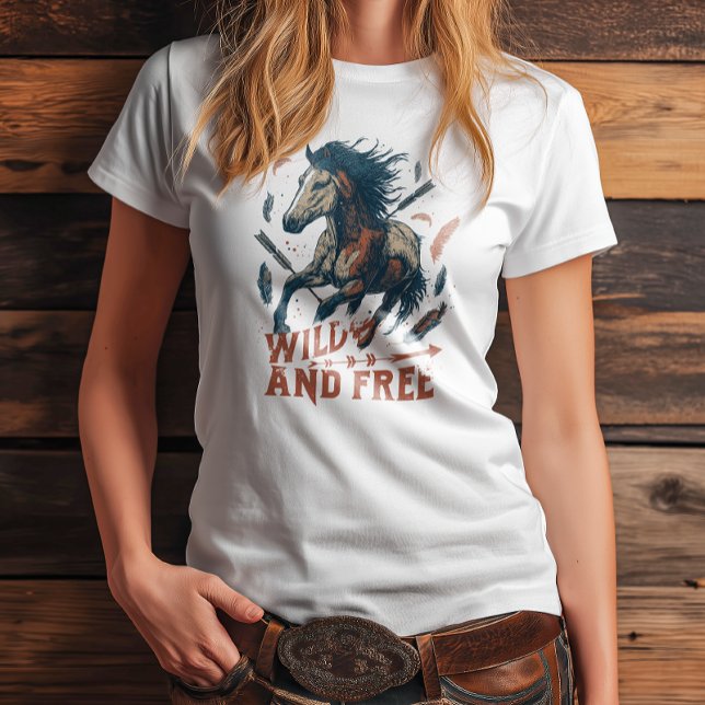 T-shirt En Tri-matière Wild & Free Mustang Cowgirl Design (Créateur téléchargé)