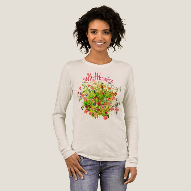 T-shirt En Tri-matière Wildflowers Bunch with Text Tri-Blend Shirt (Recto complet)