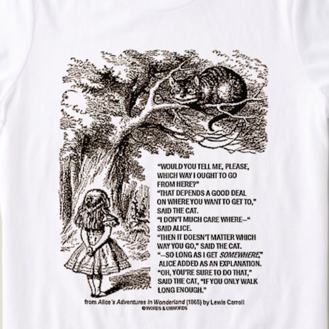 T-shirt En Tri-matière Wonderland Quelle Voie Je Devrais Aller Citer (Wonderland humor tee featuring infamous conversation between Alice & Cheshire Cat)