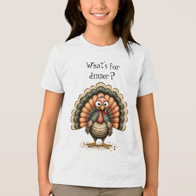 T-shirt En Tri-matière Wonky Quirky Turkey What's For Dinner? Kid's (Recto)