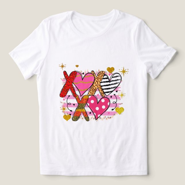 T-shirt En Tri-matière XOXO Coeur mignonne et jouant (Design Recto)