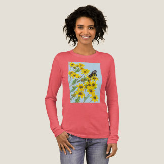 T-shirt En Tri-matière Yellow daisies and butterfly t shirt