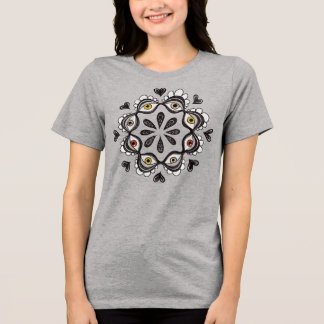 T-shirt En Tri-matière Yeux Trippy avec Coeurs Art Surreal - Dessin d'enc