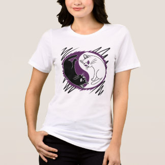 T-shirt En Tri-matière Yin Yang Cats T-Shirt | Asexual Ace Pride Flag