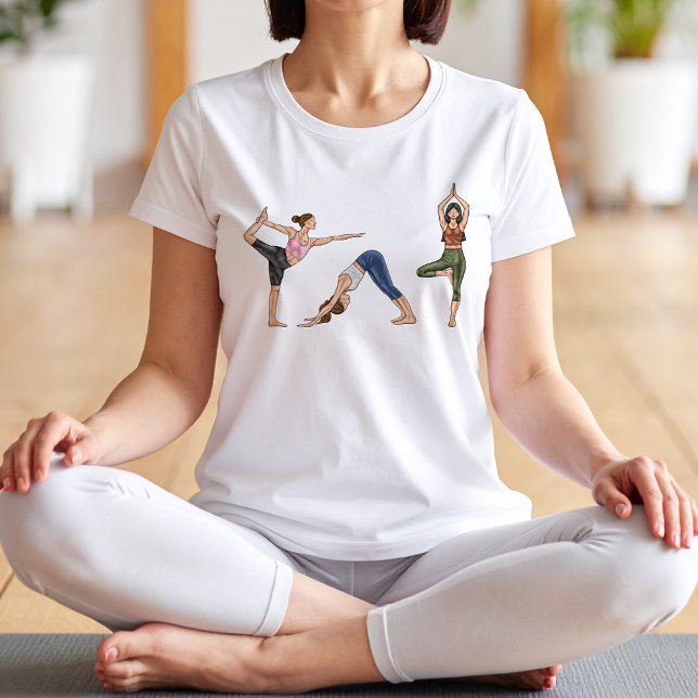 T-shirt En Tri-matière Yoga Poses Exercice Fitness Balance Femmes (Please note: This image is a digitally created mockup.)