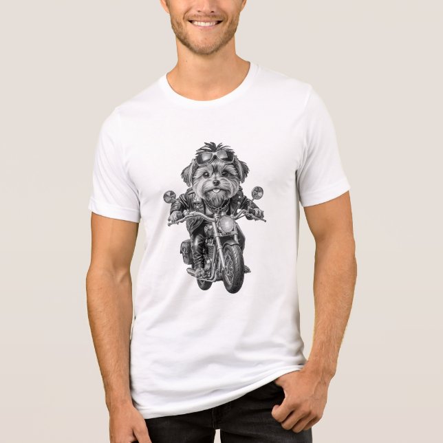 T-shirt En Tri-matière Yorkshire Terrier Biker Chien (Recto)