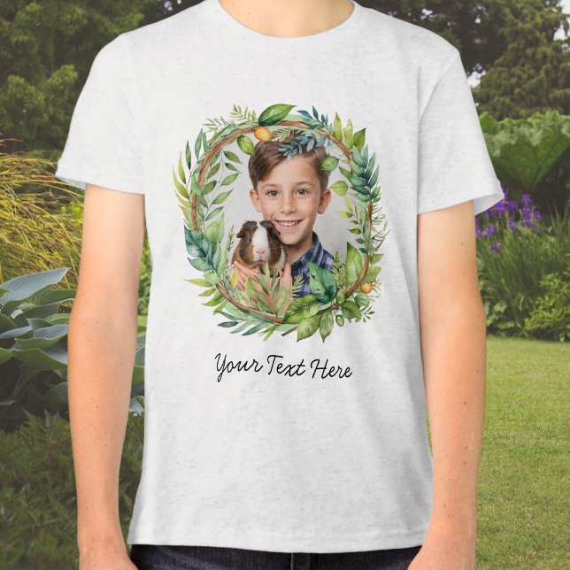 T-shirt En Tri-matière You et Your Pet Photo personnalisée (A t-shirt to customize with your own text and a favorite photo of the recipient and their pet)