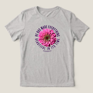 T-shirt En Tri-matière Zinnia rose Écclésiaste 3:11 Verset biblique Flora