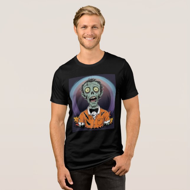 T-shirt En Tri-matière Zombie de Creepy Cartoon dans le T-shirt d'Hallowe (Recto plein)