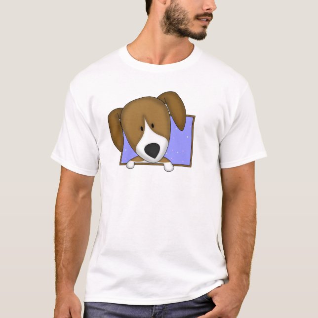 T-shirt encadré de beagle de bande dessinée (Devant)